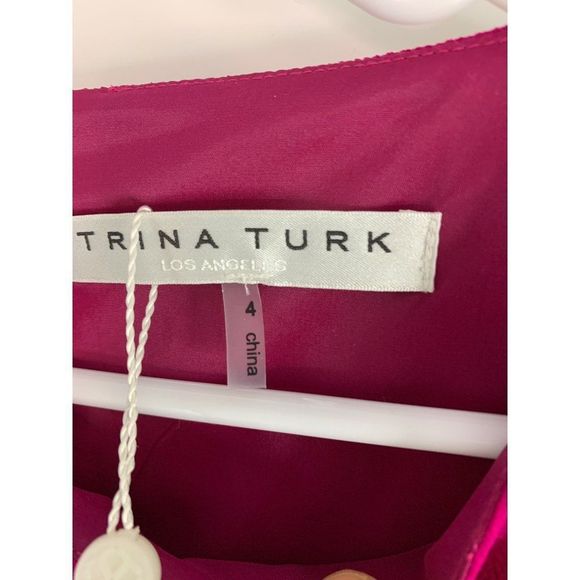 Womens Trina Turk Size 4 Soujurn Fuscia Dress Sheath NWT Lined Bell Sleeve 6115 - Picture 4 of 13